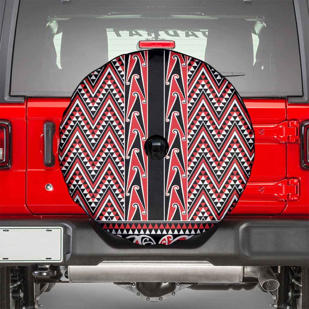 New Zealand Maori Niho Taniwha Spare Tire Cover Whero Mangopare and Puhoro Pattern