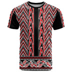 New Zealand Maori Niho Taniwha T Shirt Whero Mangopare and Puhoro Pattern