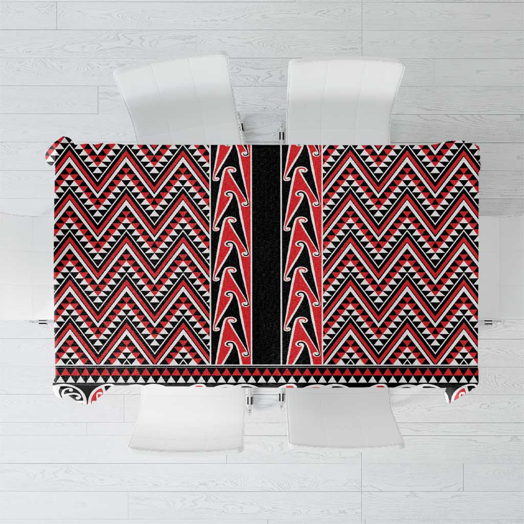New Zealand Maori Niho Taniwha Tablecloth Whero Mangopare and Puhoro Pattern