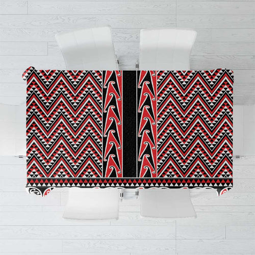 New Zealand Maori Niho Taniwha Tablecloth Whero Mangopare and Puhoro Pattern