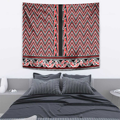 New Zealand Maori Niho Taniwha Tapestry Whero Mangopare and Puhoro Pattern