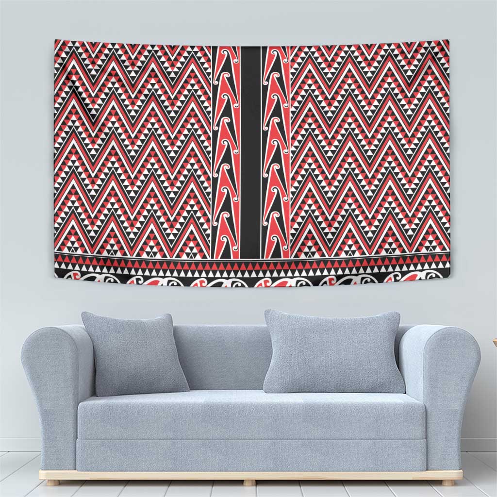 New Zealand Maori Niho Taniwha Tapestry Whero Mangopare and Puhoro Pattern
