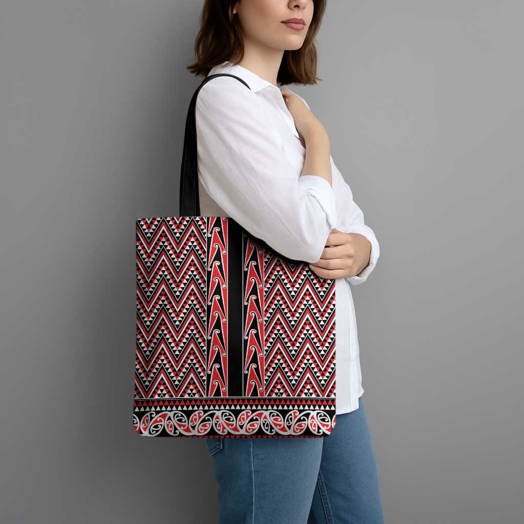 New Zealand Maori Niho Taniwha Tote Bag Whero Mangopare and Puhoro Pattern - Aussie Hoodie