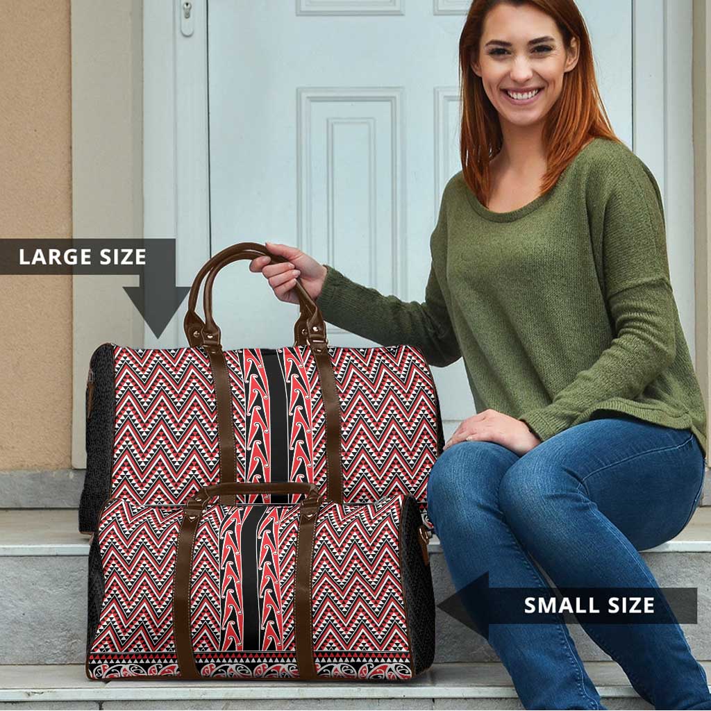 New Zealand Maori Niho Taniwha Travel Bag Whero Mangopare and Puhoro Pattern - Aussie Hoodie
