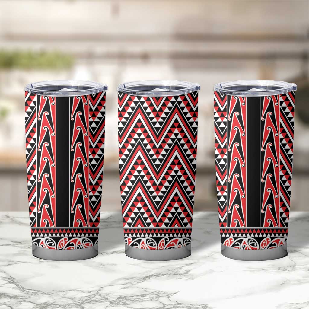 New Zealand Maori Niho Taniwha Tumbler Cup Whero Mangopare and Puhoro Pattern