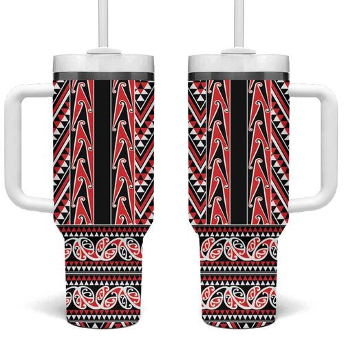 New Zealand Maori Niho Taniwha Tumbler With Handle Whero Mangopare and Puhoro Pattern