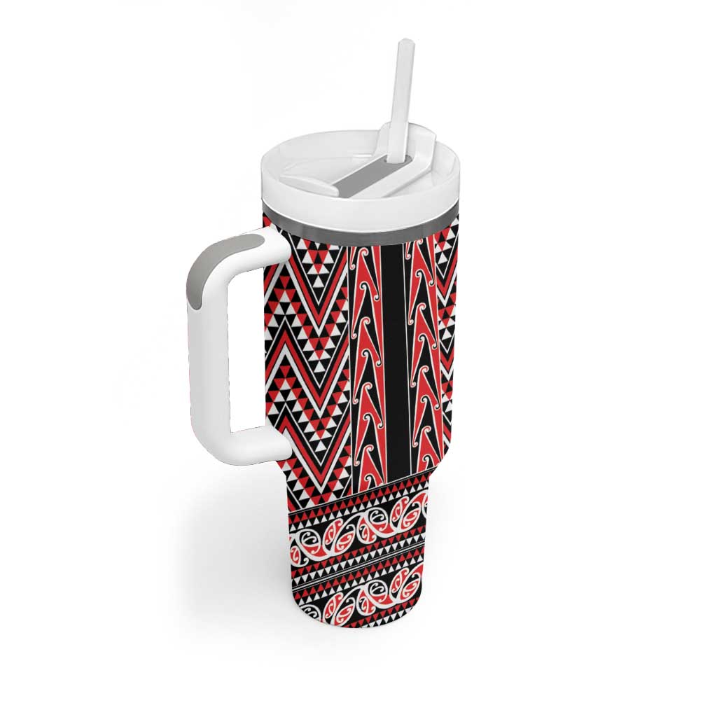 New Zealand Maori Niho Taniwha Tumbler With Handle Whero Mangopare and Puhoro Pattern