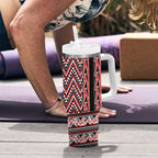 New Zealand Maori Niho Taniwha Tumbler With Handle Whero Mangopare and Puhoro Pattern