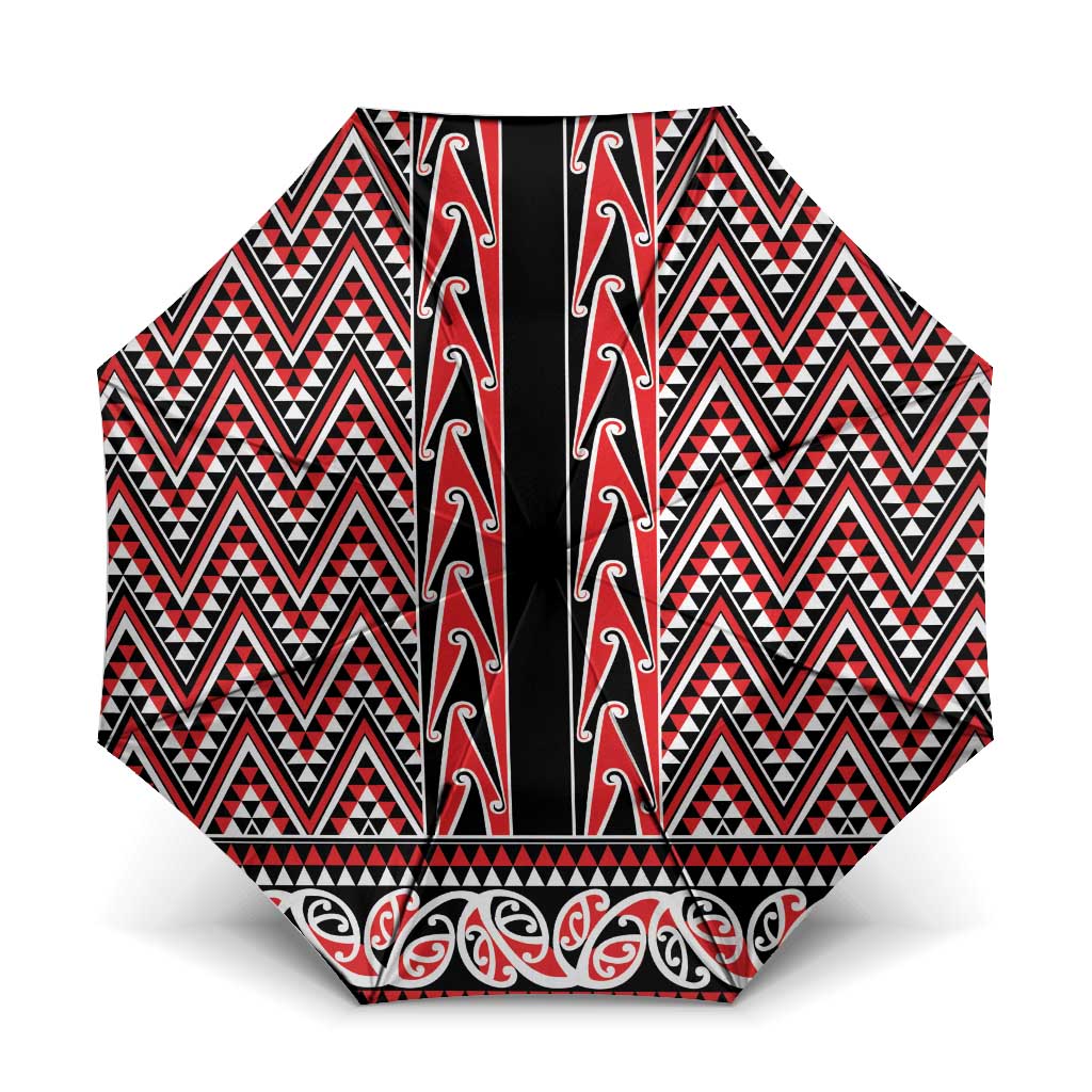 New Zealand Maori Niho Taniwha Umbrella Whero Mangopare and Puhoro Pattern - Aussie Hoodie
