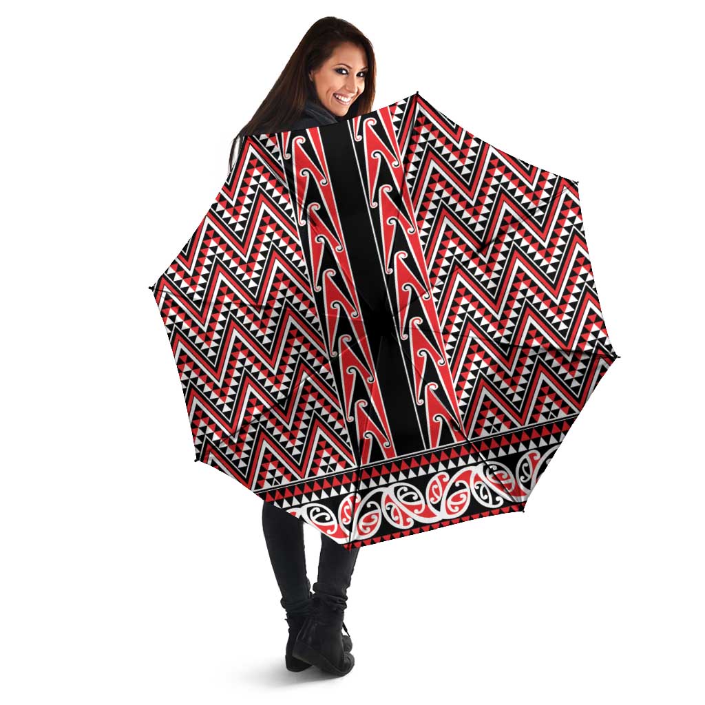 New Zealand Maori Niho Taniwha Umbrella Whero Mangopare and Puhoro Pattern - Aussie Hoodie