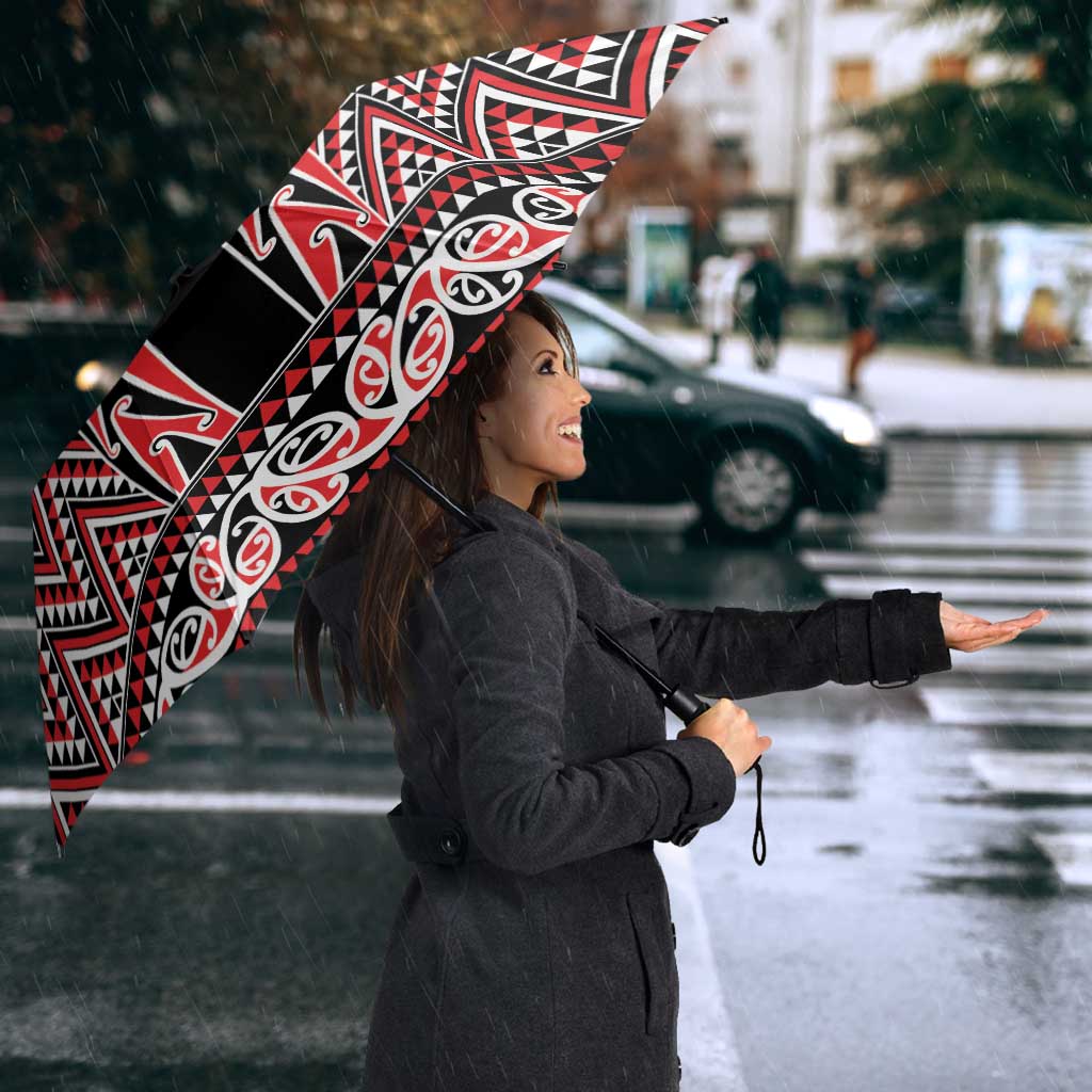 New Zealand Maori Niho Taniwha Umbrella Whero Mangopare and Puhoro Pattern - Aussie Hoodie