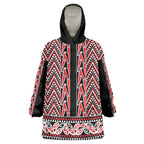 New Zealand Maori Niho Taniwha Wearable Blanket Hoodie Whero Mangopare and Puhoro Pattern