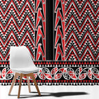 New Zealand Maori Niho Taniwha Window Curtain Whero Mangopare and Puhoro Pattern