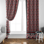 New Zealand Maori Niho Taniwha Window Curtain Whero Mangopare and Puhoro Pattern
