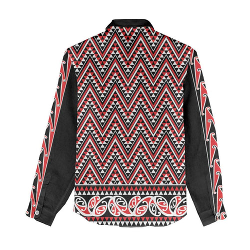 New Zealand Maori Niho Taniwha Women Casual Shirt Whero Mangopare and Puhoro Pattern