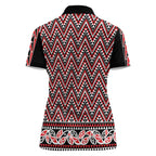 New Zealand Maori Niho Taniwha Women Polo Shirt Whero Mangopare and Puhoro Pattern