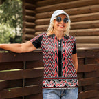 New Zealand Maori Niho Taniwha Women Polo Shirt Whero Mangopare and Puhoro Pattern
