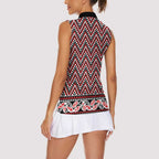 New Zealand Maori Niho Taniwha Women Sleeveless Polo Shirt Whero Mangopare and Puhoro Pattern