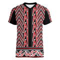 New Zealand Maori Niho Taniwha Women V-Neck T-Shirt Whero Mangopare and Puhoro Pattern