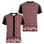 New Zealand Maori Niho Taniwha Women V-Neck T-Shirt Whero Mangopare and Puhoro Pattern