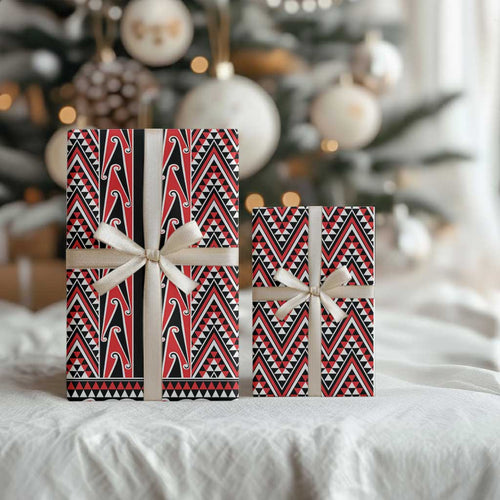 New Zealand Maori Niho Taniwha Wrapping Paper Whero Mangopare and Puhoro Pattern - Aussie Hoodie