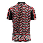 New Zealand Maori Niho Taniwha Zipper Polo Shirt Whero Mangopare and Puhoro Pattern - Aussie Hoodie
