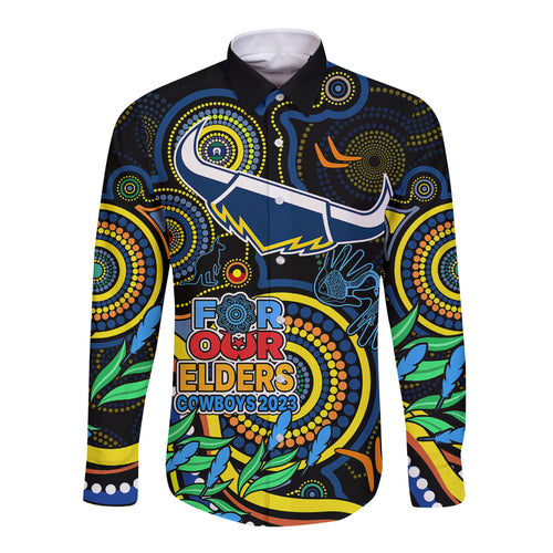 cowboys-rugby-aboriginal-art-long-sleeve-button-shirt-naidoc-indigenous-tribal