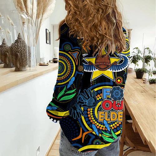 Cowboys Rugby Aboriginal Art Women Casual Shirt NAIDOC Indigenous Tribal LT9