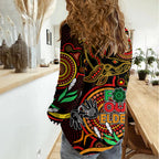 Dolphins Rugby Aboriginal Art Women Casual Shirt NAIDOC Indigenous Tribal LT9