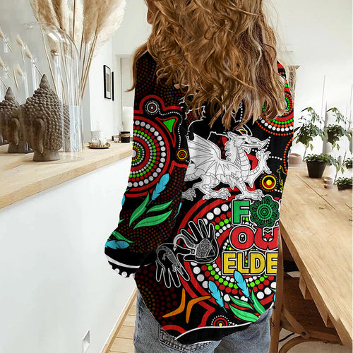 Dragons Rugby Aboriginal Art Women Casual Shirt NAIDOC Indigenous Tribal LT9