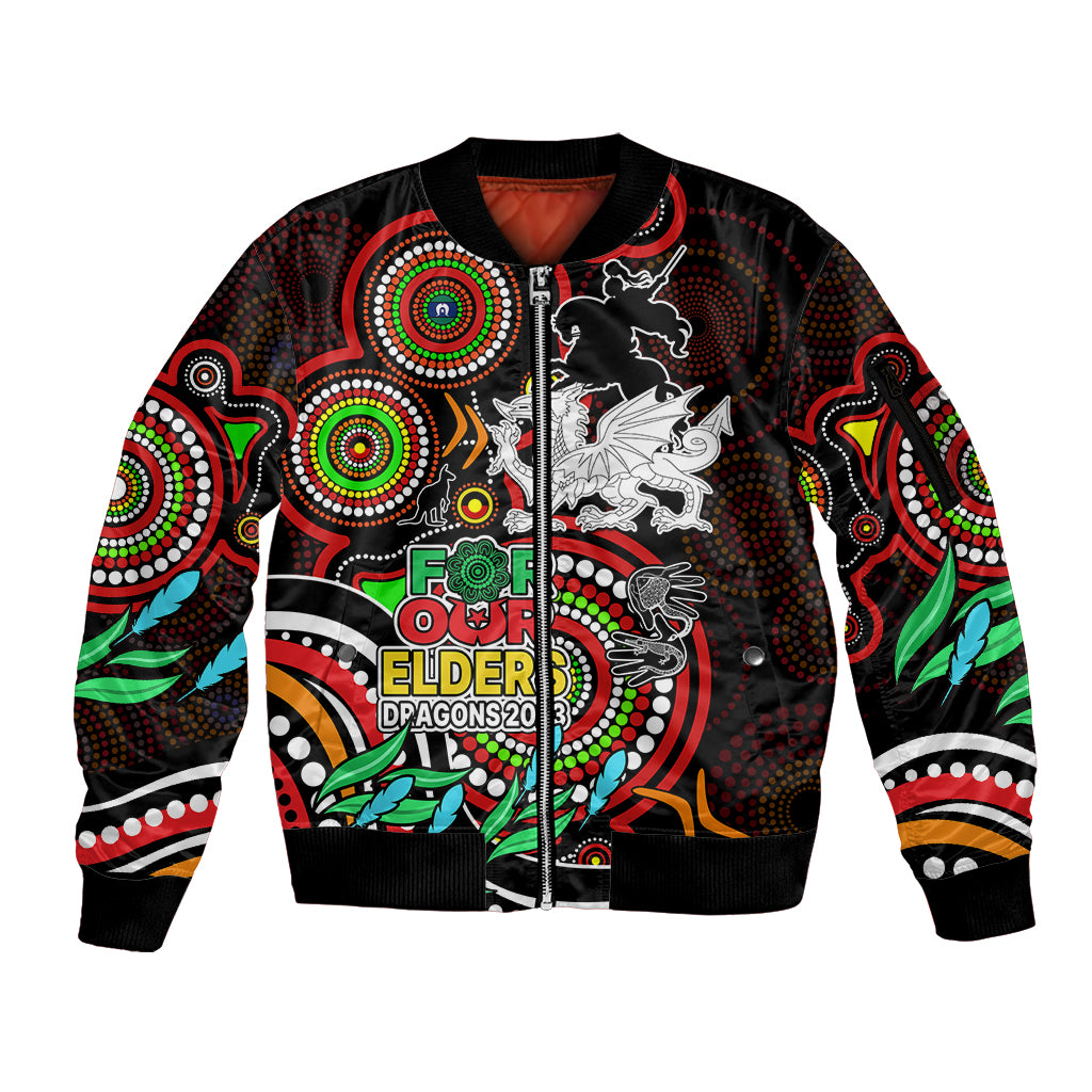 custom-dragons-rugby-aboriginal-art-sleeve-zip-bomber-jacket-naidoc-indigenous-tribal