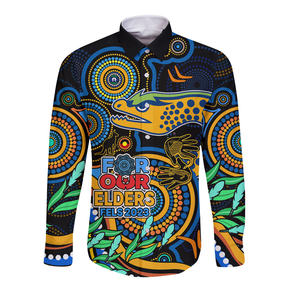 eels-rugby-aboriginal-art-long-sleeve-button-shirt-naidoc-indigenous-tribal