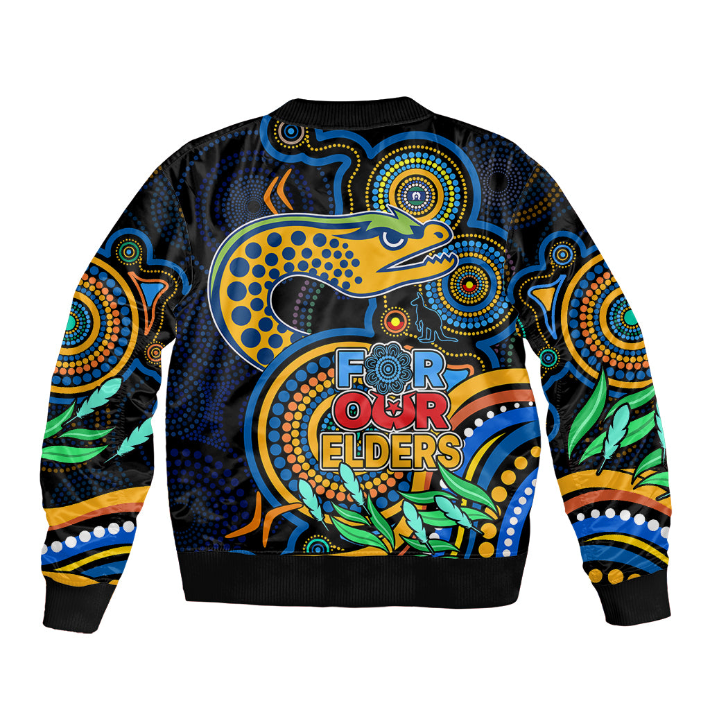 eels-rugby-aboriginal-art-sleeve-zip-bomber-jacket-naidoc-indigenous-tribal