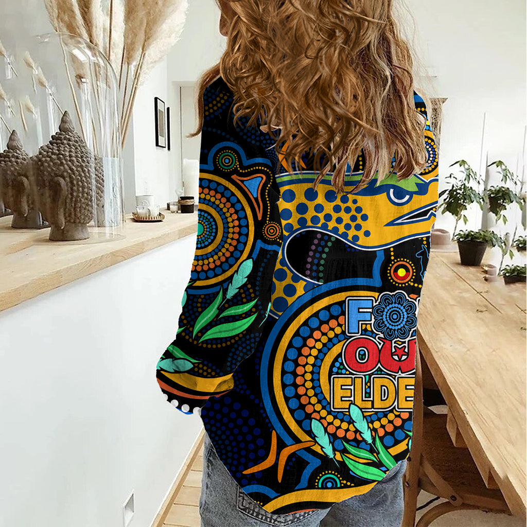Eels Rugby Aboriginal Art Women Casual Shirt NAIDOC Indigenous Tribal LT9