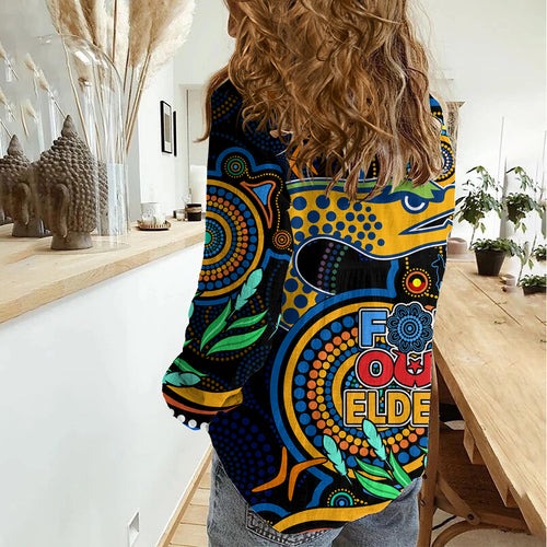 Eels Rugby Aboriginal Art Women Casual Shirt NAIDOC Indigenous Tribal LT9