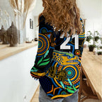 Custom Eels Rugby Aboriginal Art Women Casual Shirt NAIDOC Indigenous Tribal LT9