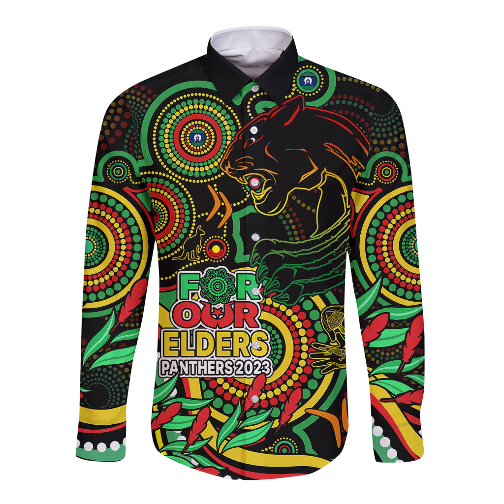 panthers-rugby-aboriginal-art-long-sleeve-button-shirt-naidoc-indigenous-tribal