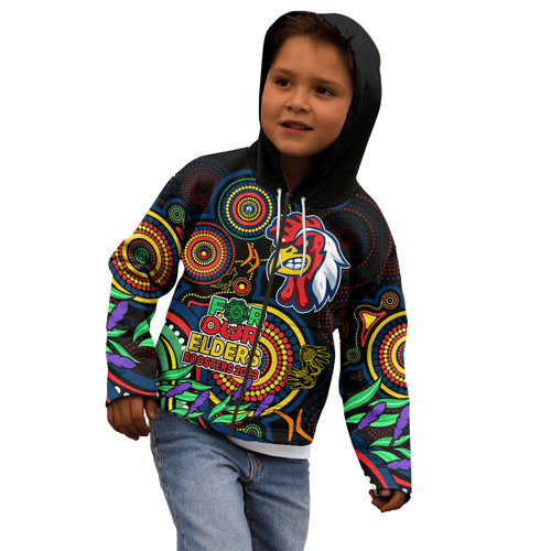 roosters-rugby-aboriginal-art-kid-hoodie-naidoc-indigenous-tribal