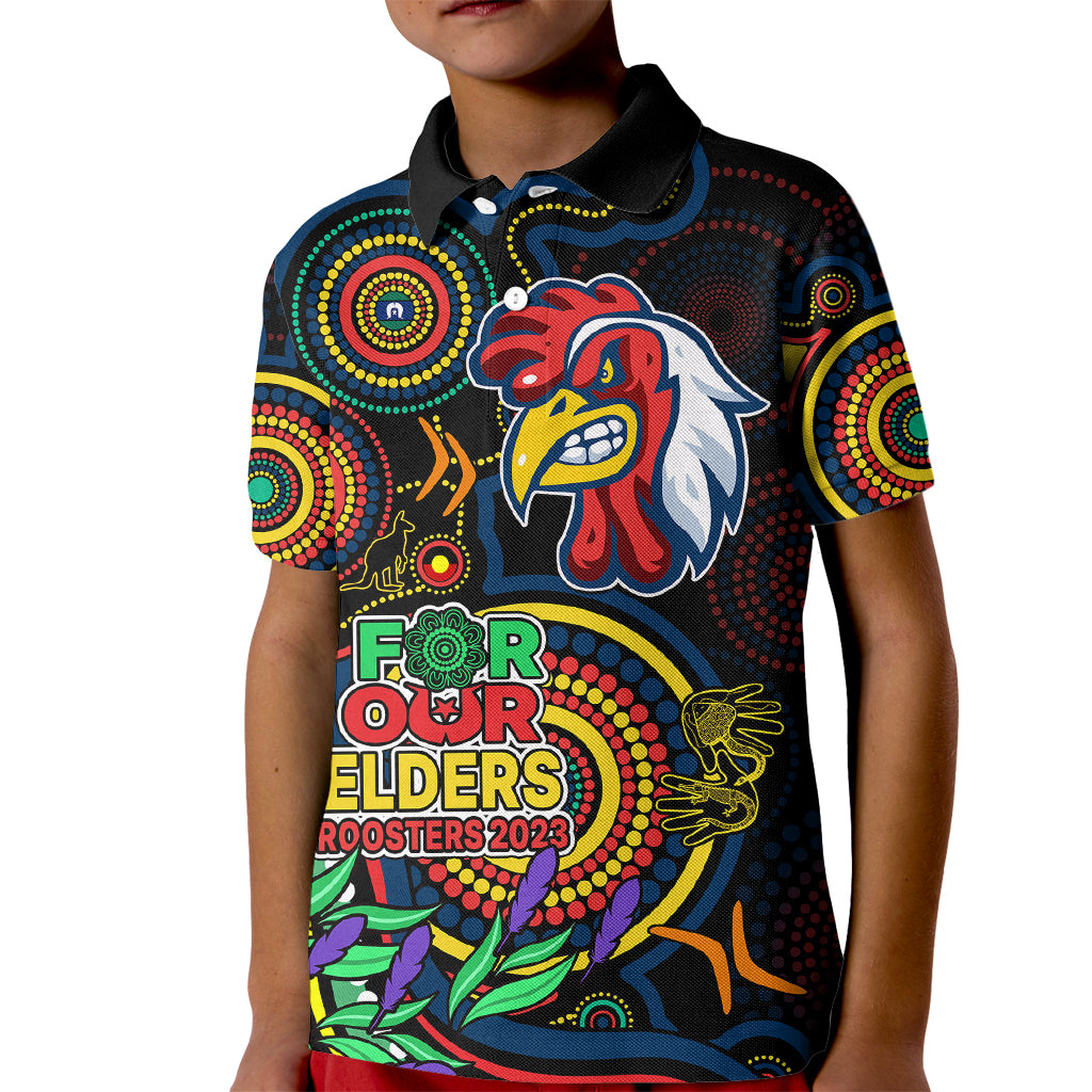 roosters-rugby-aboriginal-art-kid-polo-shirt-naidoc-indigenous-tribal