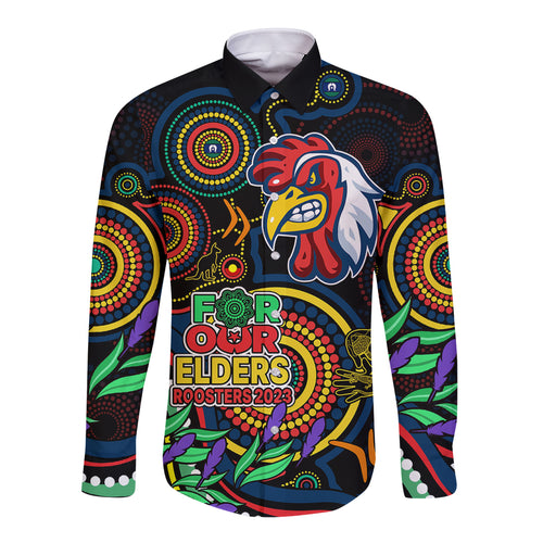 roosters-rugby-aboriginal-art-long-sleeve-button-shirt-naidoc-indigenous-tribal