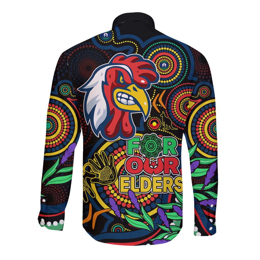 roosters-rugby-aboriginal-art-long-sleeve-button-shirt-naidoc-indigenous-tribal