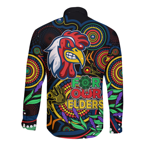 roosters-rugby-aboriginal-art-long-sleeve-button-shirt-naidoc-indigenous-tribal