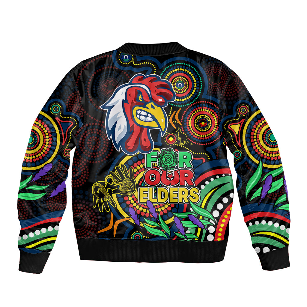 roosters-rugby-aboriginal-art-sleeve-zip-bomber-jacket-naidoc-indigenous-tribal