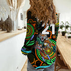Custom Tigers Rugby Aboriginal Art Women Casual Shirt NAIDOC Indigenous Tribal LT9