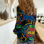 Crows Football Aboriginal Art Women Casual Shirt NAIDOC Indigenous Tribal LT9
