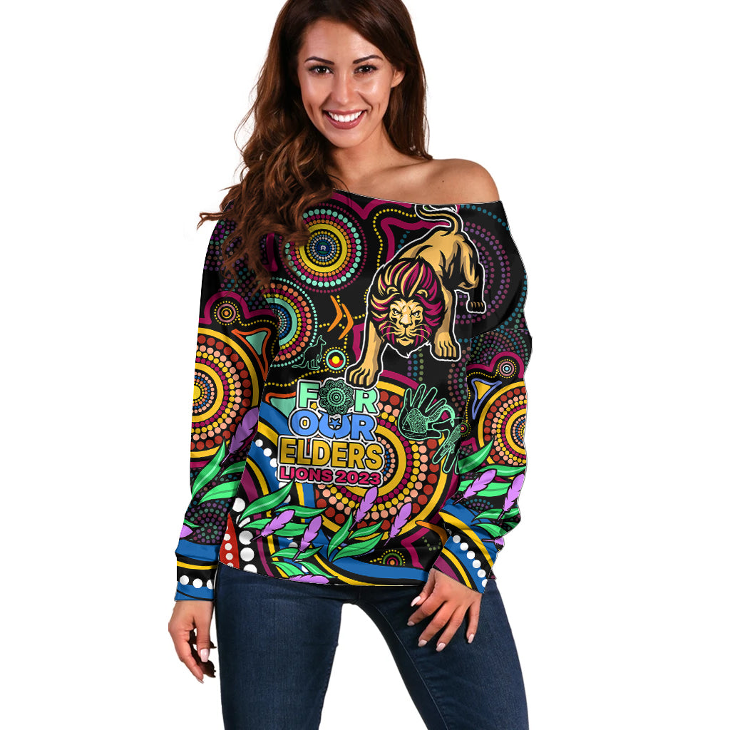 lions-football-aboriginal-art-off-shoulder-sweater-naidoc-indigenous-tribal