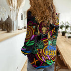 Lions Football Aboriginal Art Women Casual Shirt NAIDOC Indigenous Tribal LT9