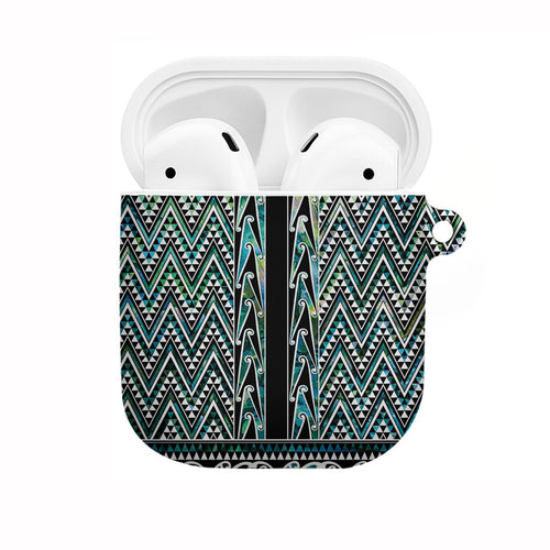 New Zealand Maori Niho Taniwha AirPods Case Papua Shell - Mangopare Puhoro Pattern