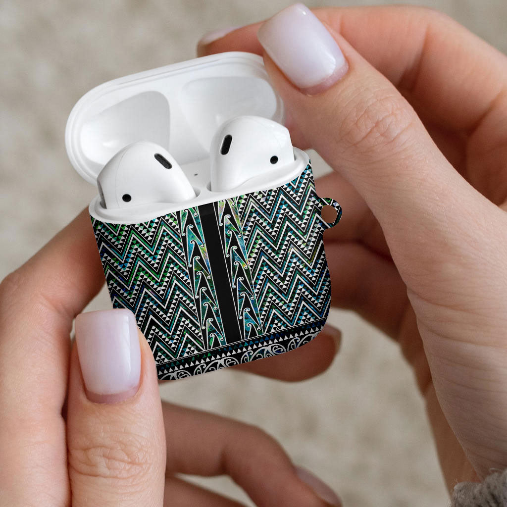 New Zealand Maori Niho Taniwha AirPods Case Papua Shell - Mangopare Puhoro Pattern