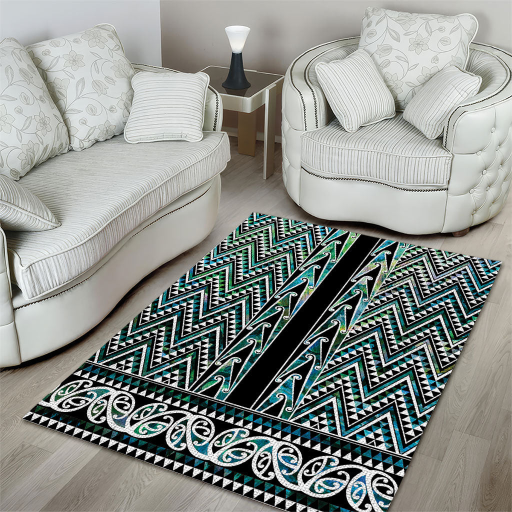 New Zealand Maori Niho Taniwha Area Rug Papua Shell - Mangopare Puhoro Pattern